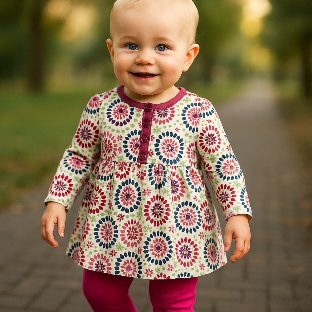 Hanna Andersson‎ Girls Dress Size 50 0-3 Months Daydress Flower Cotton Knit